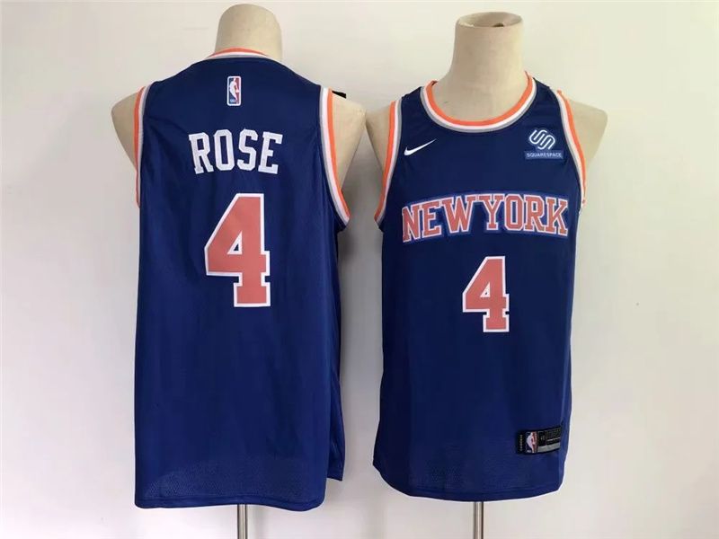 Men New York Knicks #4 Rose Blue Game Nike 2021 NBA Jersey->utah jazz->NBA Jersey